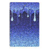 Schattige Blauw Navy Glitter Drips Monogram Mini Klembord (Achterkant)