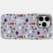 Schattige blauw notenkraker kerstpatroon Case-Mate iPhone case (Achterkant (horizontaal))