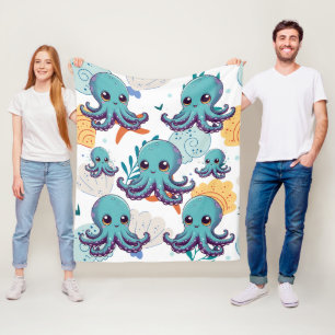 Schattige blauw octopuspatroon fleece deken