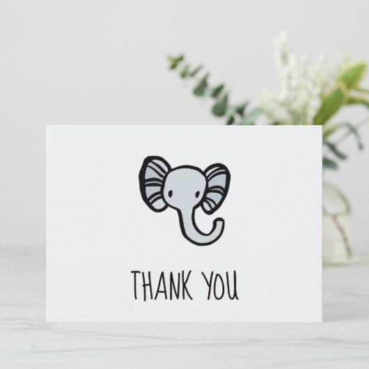 Schattige blauw Olifant Baby shower Bedankkaart (Staand voorkant)