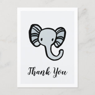 Schattige blauw olifant Baby shower Dank u Briefkaart