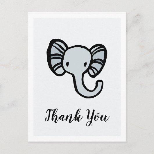 Schattige blauw olifant Baby shower Dank u Briefkaart (Voorkant)