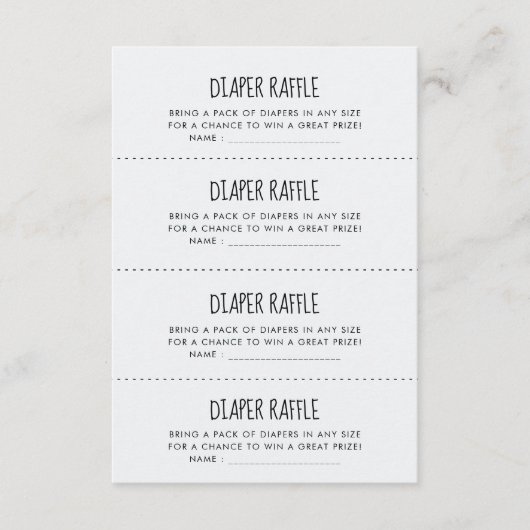 Schattige blauw olifant luier Raffle spel kaart (Voorkant)