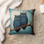 Schattige blauw Paar Uilen op een tak Kussen (Deken)