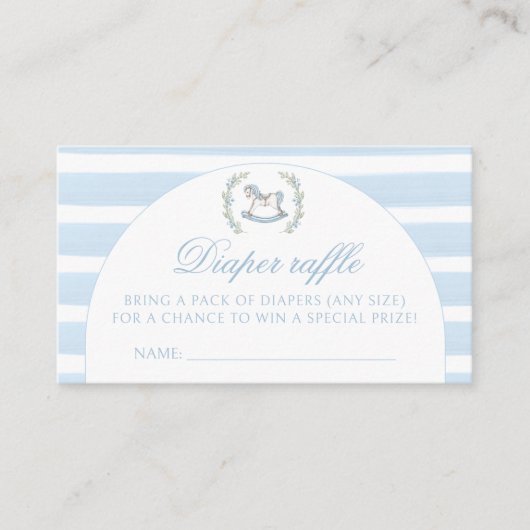 Schattige blauw paard baby boy douche luier loteri informatiekaartje (Voorkant)