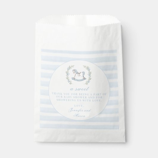 Schattige blauw paard bohemian baby boy douche dan bedankzakje (Voorkant)