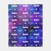 Schattige blauw paarse herhalende naam gepersonali fleece deken (Voorkant)