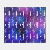 Schattige blauw paarse herhalende naam gepersonali fleece deken (Voorkant (Horizontaal))