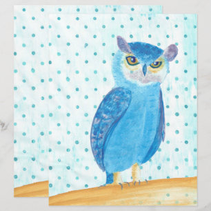 Schattige Blauw Paarse Uil Scrapbook Papier