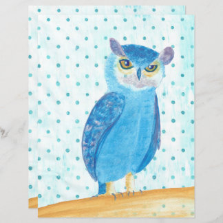 Schattige Blauw Paarse Uil Scrapbook Papier