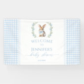 Schattige blauw Paashaas baby shower welkom Banner (Horizontaal)