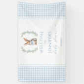 Schattige blauw Paashaas baby shower welkom Banner (Verticaal)