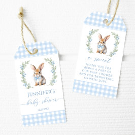 Schattige blauw Paashaas douche dank u voor tags Cadeaulabel