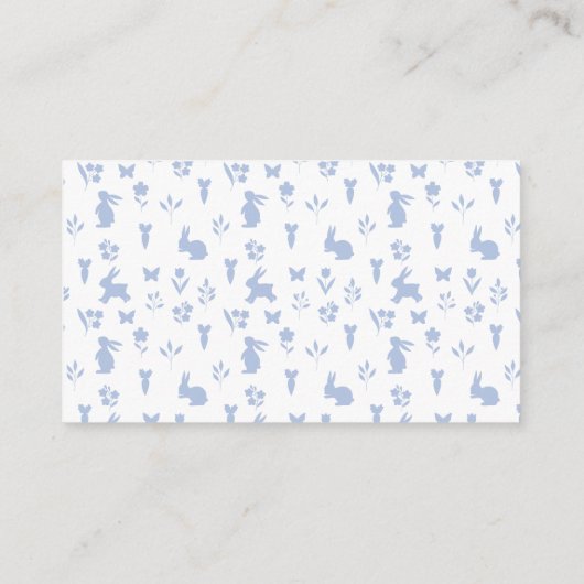 Schattige blauw paaskonijn baby boy douche dank u informatiekaartje (Achterkant)