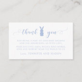 Schattige blauw paaskonijn baby boy douche dank u informatiekaartje (Voorkant)