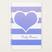 Schattige Blauw Pastel Hart Stripes Planner (Voorkant)