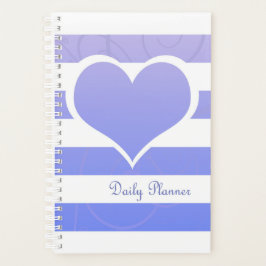 Schattige Blauw Pastel Hart Stripes Planner