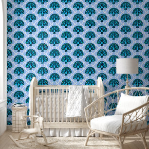 Schattige Blauw Peacock Herhaal Patroonbehang Behang