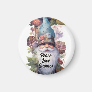 Schattige blauw pet kabouter Peace Love Gnomen Magneet
