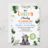 Schattige blauw Pet Onze brutale aap 1e verjaardag Kaart (Voorkant)