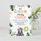 Schattige blauw Pet Onze brutale aap 1e verjaardag Kaart (Staand voorkant)