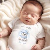 Schattige Blauw Polar Beer Naam Boy Baby Bodysuit