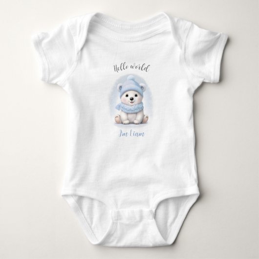 Schattige Blauw Polar Beer Naam Boy Baby Bodysuit (Voorkant)