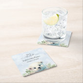 Schattige Blauw Polar Beer Winter Baby shower Kartonnen Onderzetters (Insitu)