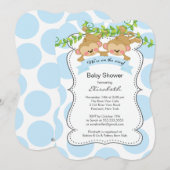Schattige Blauw Polka Dots Monkey Boys Baby shower Kaart (Voorkant / Achterkant)