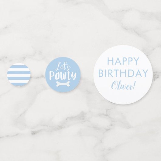 Schattige Blauw Puppy Dog Verjaardagsfeest Confetti (Achterkanten)