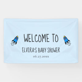 Schattige blauw raket baby boy Baby shower Welkom Spandoek