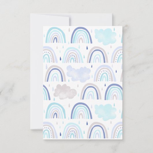 Schattige Blauw Regenboog Jongens Verjaardagsfeest Bedankkaart (Achterkant)