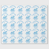 Schattige Blauw Rocking Horse Boy 1e Verjaardag Cadeaupapier (Vlak)