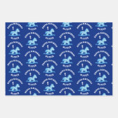 Schattige Blauw Rocking Horse Boy 1e Verjaardag Inpakpapier Vel (Voorkant)
