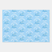 Schattige Blauw Rocking Horse Boy 1e Verjaardag Inpakpapier Vel (Voorkant 3)