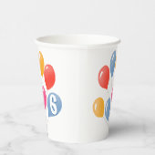 Schattige Blauw Rood Kleurrijke Ballonnen Kind`s V Papieren Bekers (Rechts)