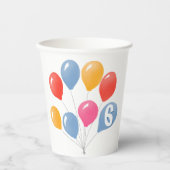 Schattige Blauw Rood Kleurrijke Ballonnen Kind`s V Papieren Bekers (Voorkant)