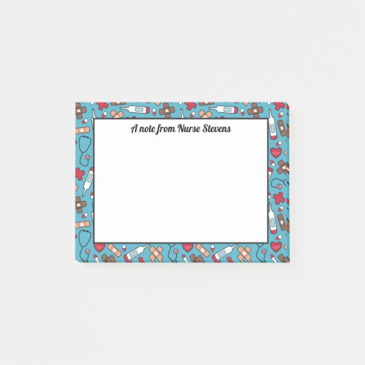 Schattige Blauw Rood Patroon - Een notitie van de  Post-it® Notes (Voorkant)