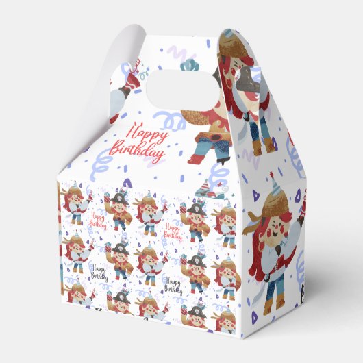 Schattige blauw & rood piraat thema bedankdoosjes (Voorkant Zijde)