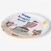 Schattige blauw & rood piraat thema papieren bordje (Gekanteld)