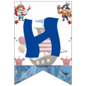 Schattige blauw & rood piraat thema vlaggetjes (Eerste vlag)