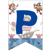 Schattige blauw & rood piraat thema vlaggetjes (Derde vlag)