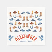 Schattige Blauw Rood Rodeo Paard Cowboy Waterverf  Servet (Voorkant)