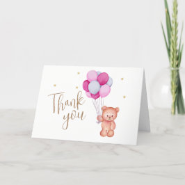 Schattige Blauw Roze Balloon Teddy Bear Baby showe Bedankkaart