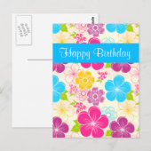 Schattige blauw roze en oranje Verjaardag Briefkaa Briefkaart (Voorkant / Achterkant)