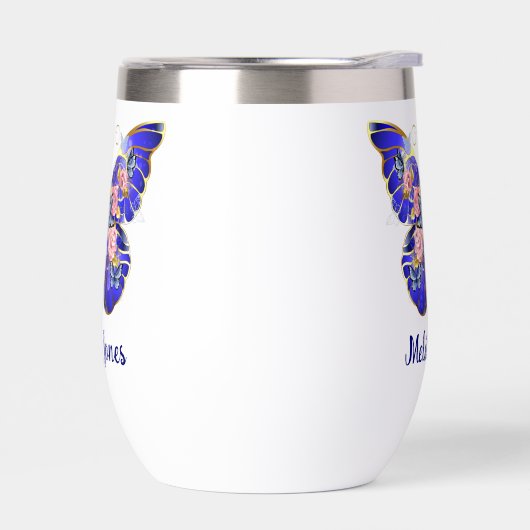 Schattige Blauw Roze Gouden Vlinder Bloemen Naam (Links)