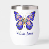 Schattige Blauw Roze Gouden Vlinder Bloemen Naam (Achterkant)