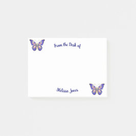 Schattige Blauw Roze Gouden Vlinder Bloemen Naam Post-it® Notes