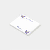 Schattige Blauw Roze Gouden Vlinder Bloemen Naam Post-it® Notes (Schuin)