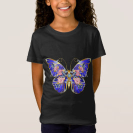 Schattige Blauw Roze Gouden Vlinder Bloemen Naam V T-shirt